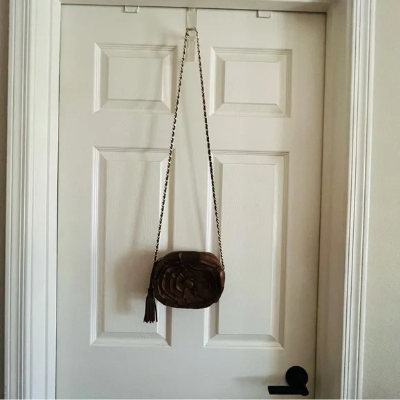 Nordstrom Brown Leather Flower Rosette Crossbody Bag - Picture 2 of 6